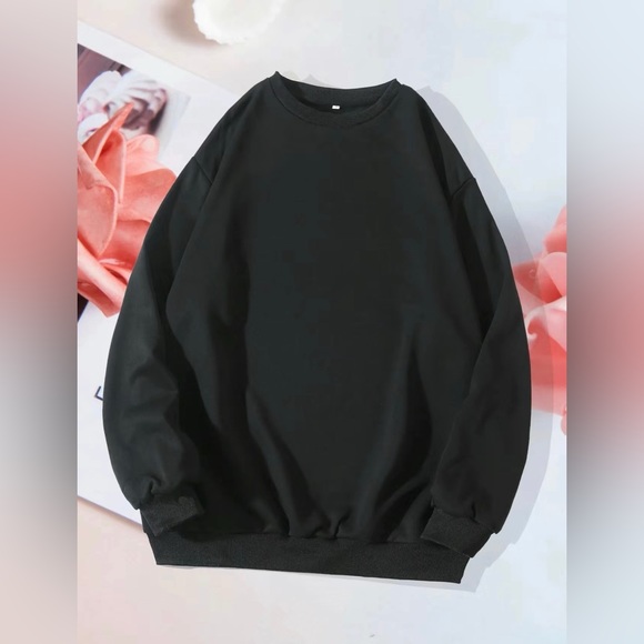 Causal Crew Neck Pullover Sweatshirts Solid Black or White - Picture 11 of 11